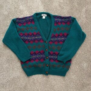 Victoria Jones Woman Teal and Purple Cardigan